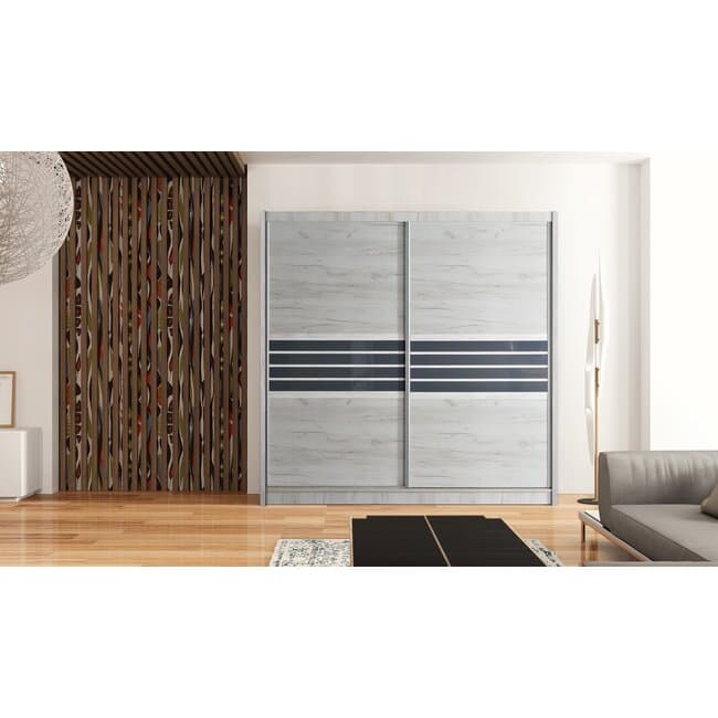 Dulap Turyn cu spatiu generos si sistem glisant, pal melaminat, 203x61x215 cm, alb