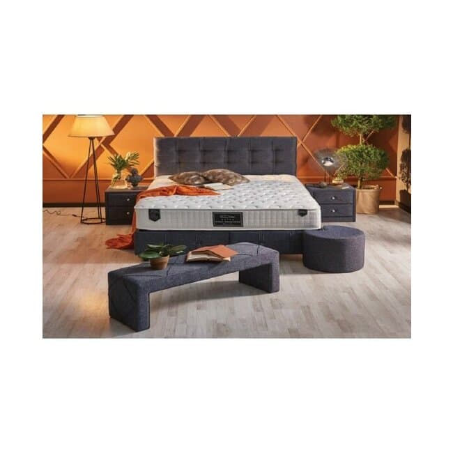 Pat tapitat Yoga Therapy 160x200 cm, cu lada depozitare si design ergonomic