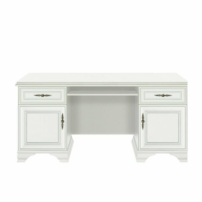 Birou Idento BIU2D2S, 2 dulapuri si 2 sertare, MDF si PAL laminat, 160x74x78 cm, alb alpin