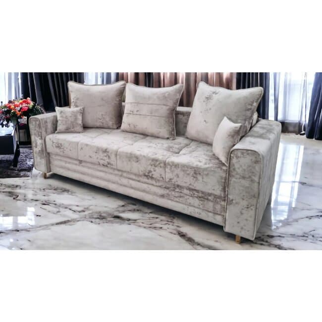 Canapea extensibila Irina, gri - 234x100 cm, saltea micro-pocket, stofa premium