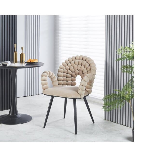 Scaun Tuffy, tapiterie stofa premium, cadru lemn masiv, 98x62x58 cm, Bej