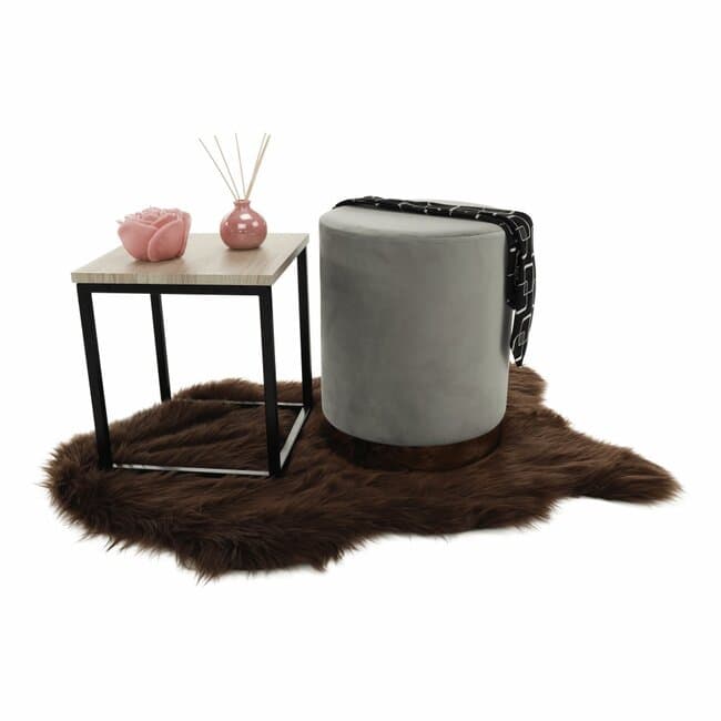 Taburet Raven, catifea premium cu spatiu depozitare, 31x38x31 cm, gri