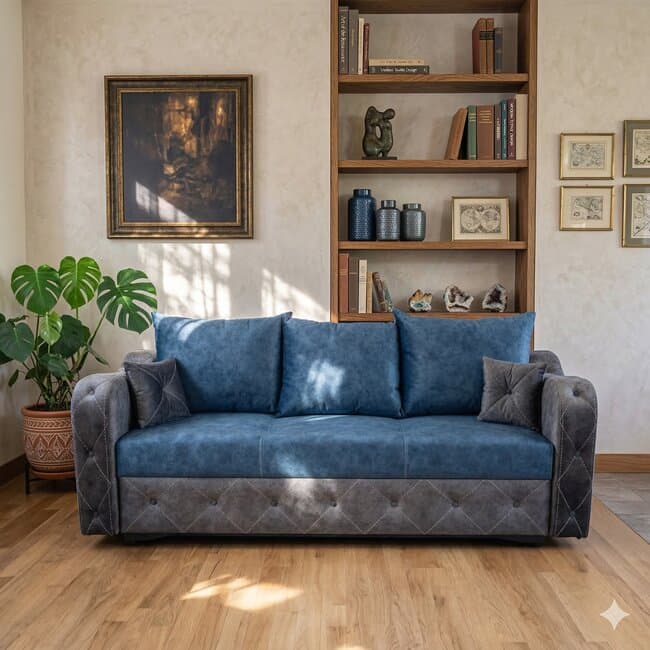 Canapea extensibila Yasmina, gri - 228x100 cm, structura rezistenta, stofa de calitate