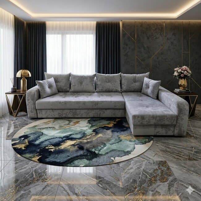 Coltar Lima Tip 2 extensibil, culoare personalizabila - 316x165 cm, cu lada de depozitare, structura din brad si saltea cu memorie