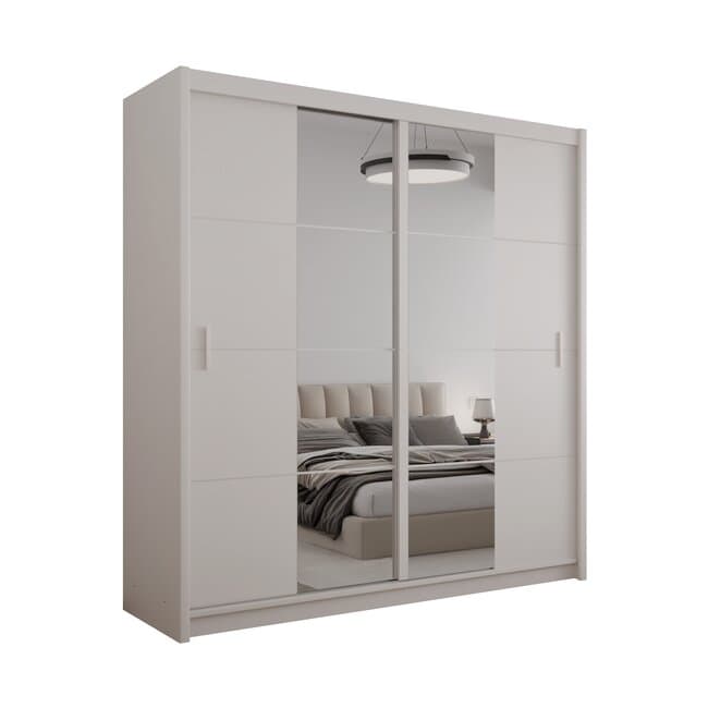 Dulap Porto 2, structura solida, compartimentare practica, usi culisante, finisaj elegant, 203x61x215 cm, casmir
