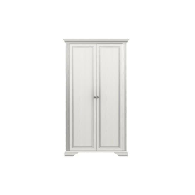 Dulap White 2D, 2 usi, MDF frezat si PAL melaminat, 126x63.5x221 cm, frasin alb si pin argintiu