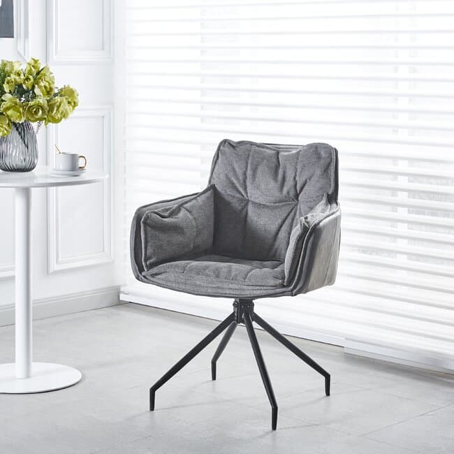 Scaun Tisso, ergonomic cu tapiterie catifelata, picioare metalice rezistente, 61x48x85 cm, gri