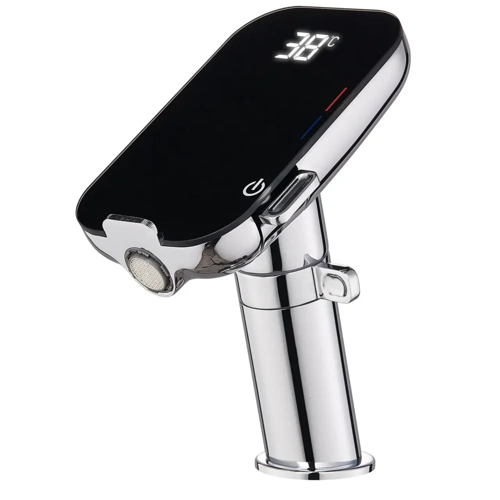 Baterie de baie cu afisaj digital al temperaturii si suport pentru telefon crom, Form Digital