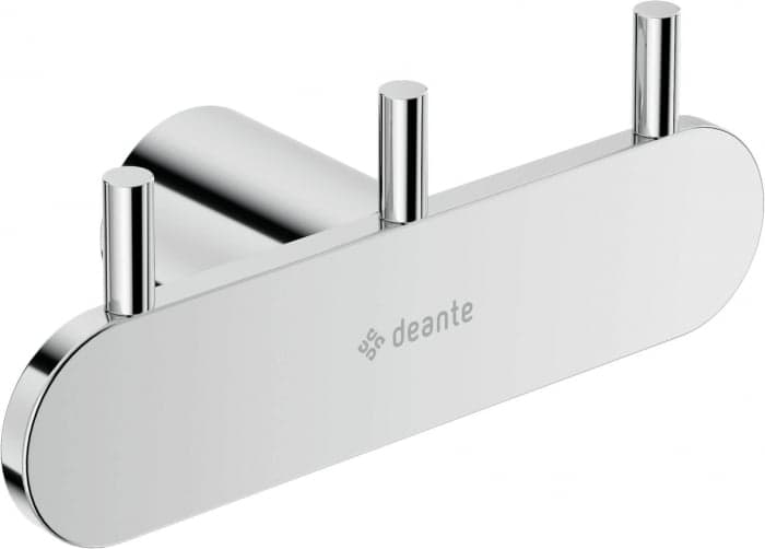 Cuier de baie crom, cu 3 agatatori, fixari ascunse, Deante Round