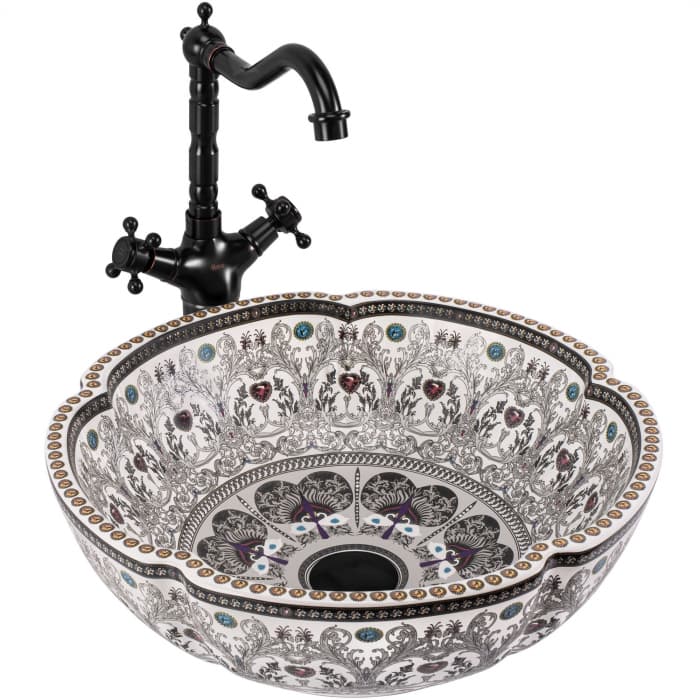 Lavoar pe blat cu design boem, rotund, Rea Asanti