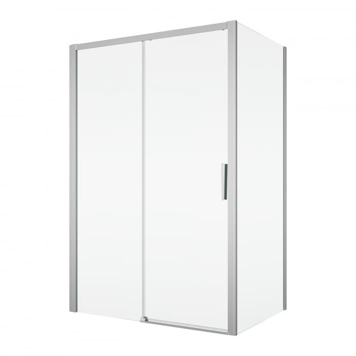 Cabina dus crom lucios 130x80 cm, usa culisanta, grosime sticla 6 mm, tratament anticalcar, Ronal Divera