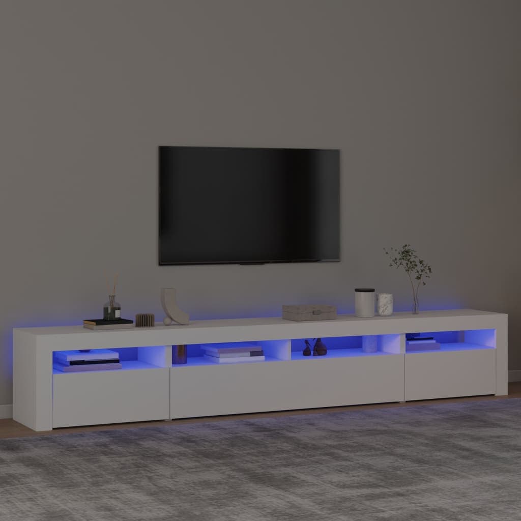vidaXL Comoda TV cu lumini LED, alb, 240x35x40 cm