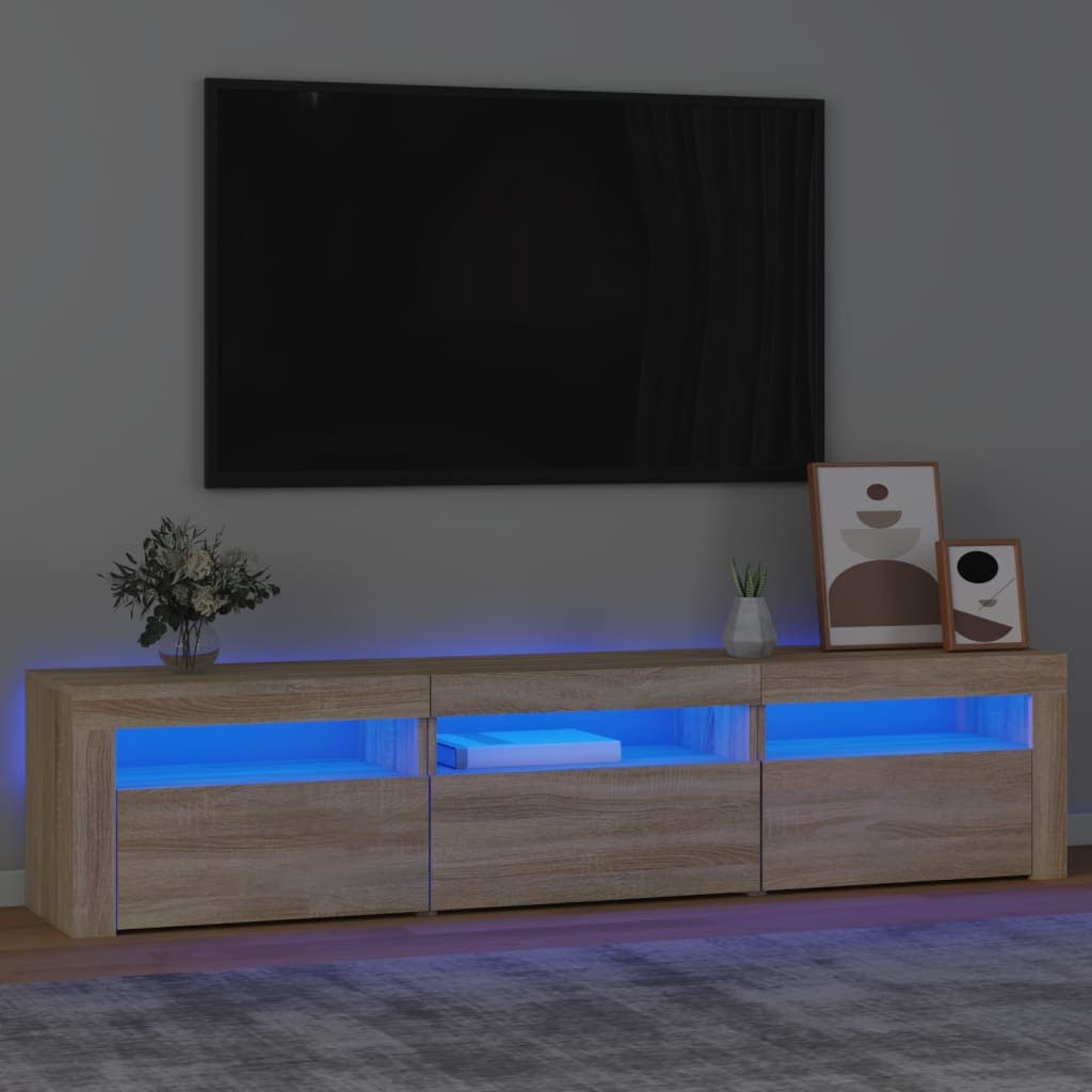 vidaXL Comoda TV cu lumini LED, stejar sonoma, 180x35x40 cm