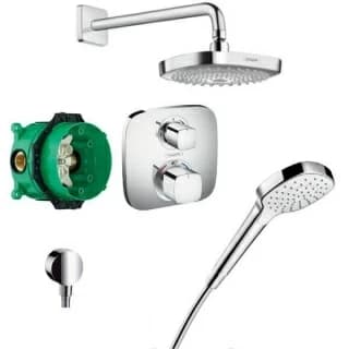 Set dus incastrat Hansgrohe Design Croma Select E / Ecostat E cu baterie termostatata