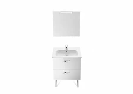 Set mobilier Roca Victoria Basic dulap baza cu 2 sertare 60 x 45cm, lavoar si oglinda cu spot