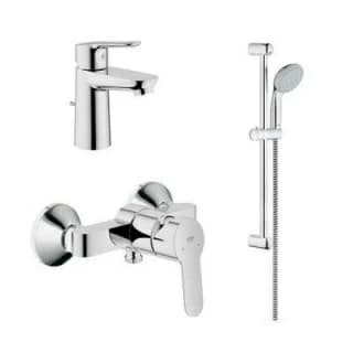 Set baterii 3in1 Grohe - Bau Edge cu baterie lavoar, baterie dus si set de dus Tempesta