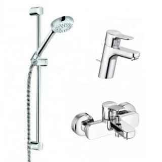 Set baterii 3 in1 Kludi Pure&Easy baterie lavoar, baterie cada si set de dus