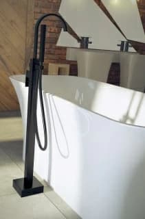 Baterie cada Besco Modern II cu montaj pe pardoseala, negru mat