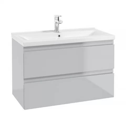 Baza lavoar suspendat Defra Como 2 sertare 79.9x40 cm gri-deschis lucios