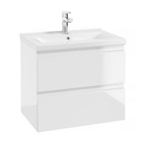 Baza lavoar suspendat Defra Como 2 sertare 59.9x40 cm alb lucios