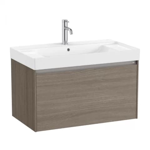 Set PROMO mobilier baza si lavoar cu 2 polite Roca Ona Unik 1 sertar 80x46 cm ulm inchis