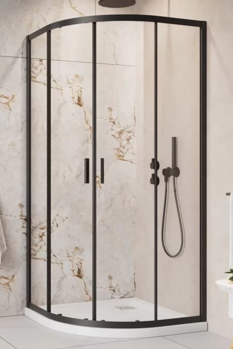 Set PROMO Cabina dus Radaway Alienta A Black 90x90 cm cu cadita si sifon