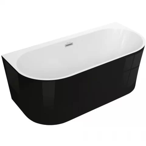 Cada freestanding semirotunda Spatio Sola acril 160x75 cm, negru lucios