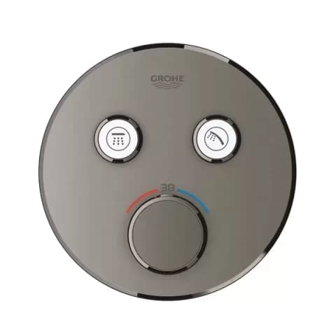Baterie de dus incastrata cu termostat, rotunda, cu 2 iesiri, antracit mat (brushed hard graphite), Grohe Grohtherm SmartContro