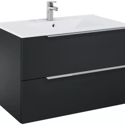 Set mobilier baie Roca Elegant Plus 80x46xH55 cm, negru mat