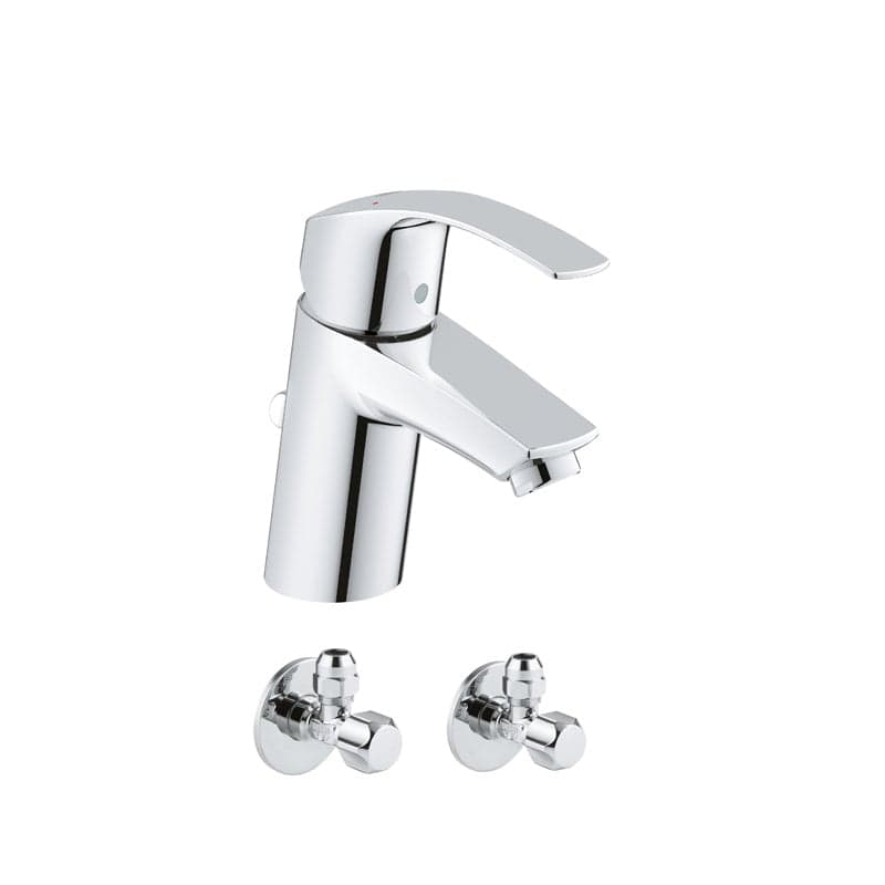 Pachet complet baterie lavoar Grohe Eurosmart S(33265002), + 2 robineti coltar izolare (22018000)