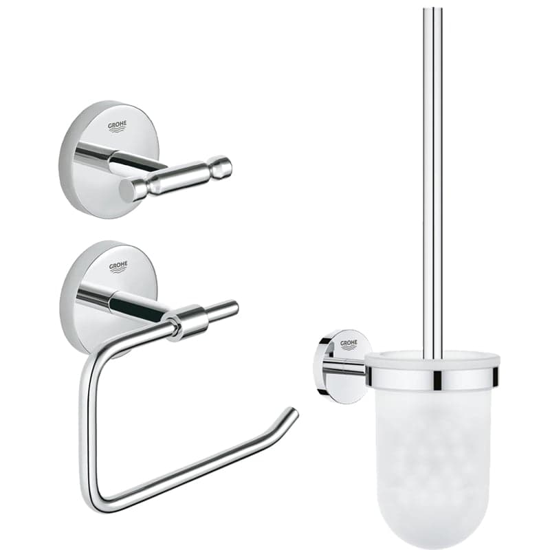 Set accesorii baie Grohe BauCity 3 in 1, perie wc (40463001) , suport hartie igienica(40457001), cuier prosop dublu (40461001)