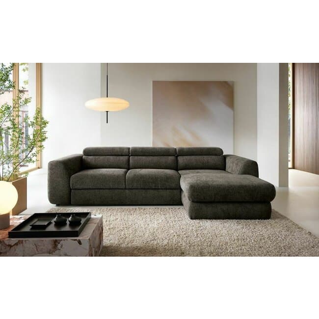 Coltar extensibil Bluvel l, lada de depozitare generoasa, spatiu de dormit, stofa catifelata premium, dimensiuni 292 x 186 cm