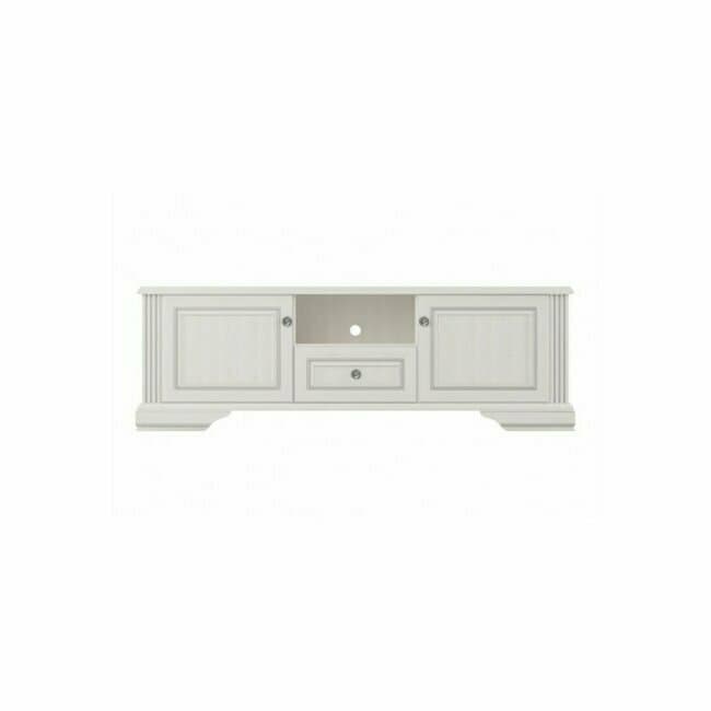 Comoda White RTV, spatii depozitare multiple, MDF si PAL melaminat, design modern, 161x53x44.5 cm, alb frasin/pin argintiu