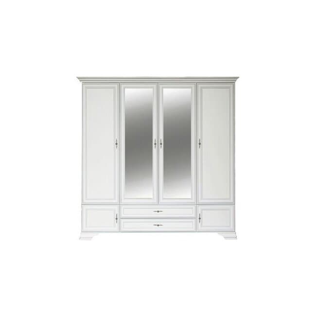 Dulap Idento cu oglinda SZF6D2S, 6 usi, 2 sertare, MDF si PAL laminat, 227.5x61x225 cm, alb alpin