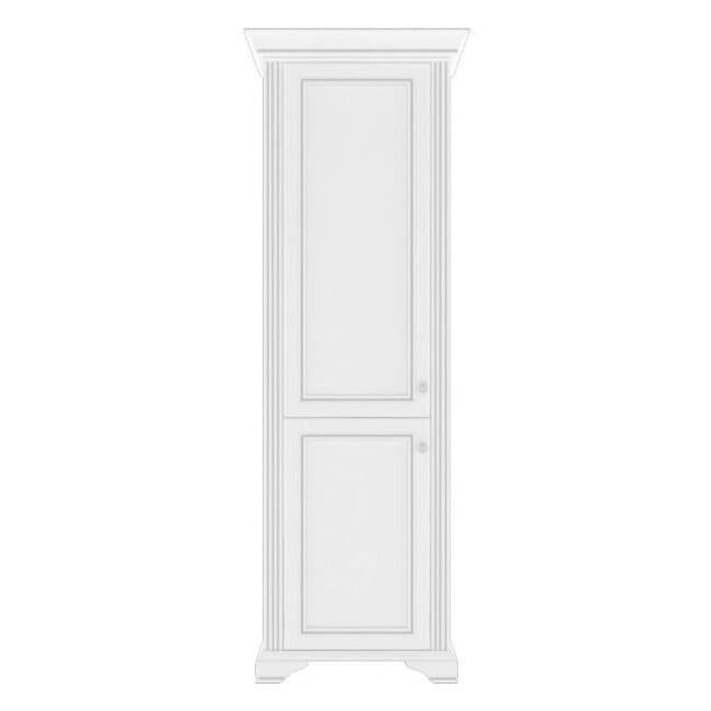 Penar White 2D, dulap vertical cu 2 usi, MDF si PAL melaminat, cornisa decorativa, 76x221x43 cm, frasin alb/pin argintiu