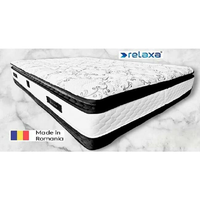 Saltea Relaxa Lotus 200x200x33 cm, Arcuri Bonnell, Ortopedica, Topper Inclus, Fermitate Medie, Husa Antialergica