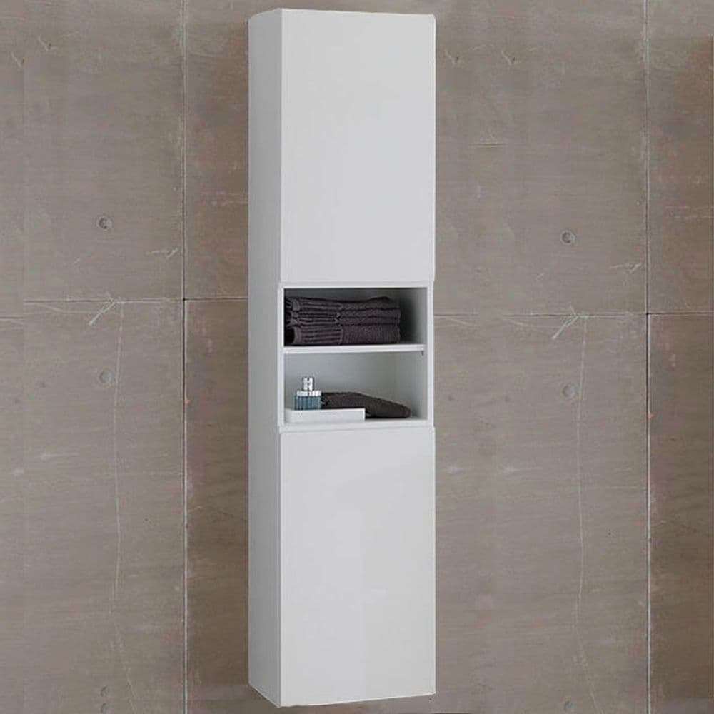 Dulap baie suspendat alb mat 175 cm cu 2 usi si polita Kolpasan Oxana