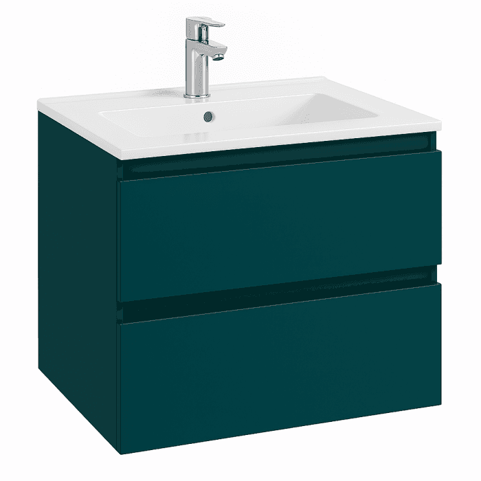 Dulap baie suspendat 60 cm, verde inchis mat, pentru lavoar, Defra Como