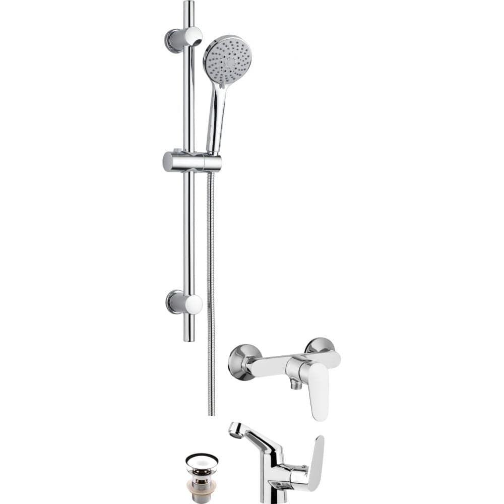 Set baie baterie lavoar cu ventil inclus, baterie dus si set de dus Deante, Chaber