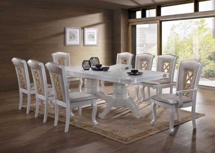 Set masa 3514T cu 6 scaune AC3514 cu 2 scaune AC3514AC Alb