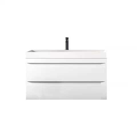 Set mobilier suspendat si lavoar, KolpaSan, Naomi, 80 cm, alb