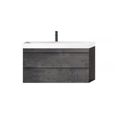 Set mobilier suspendat si lavoar, Kolpasan, Naomi, 80 cm, dark concrete