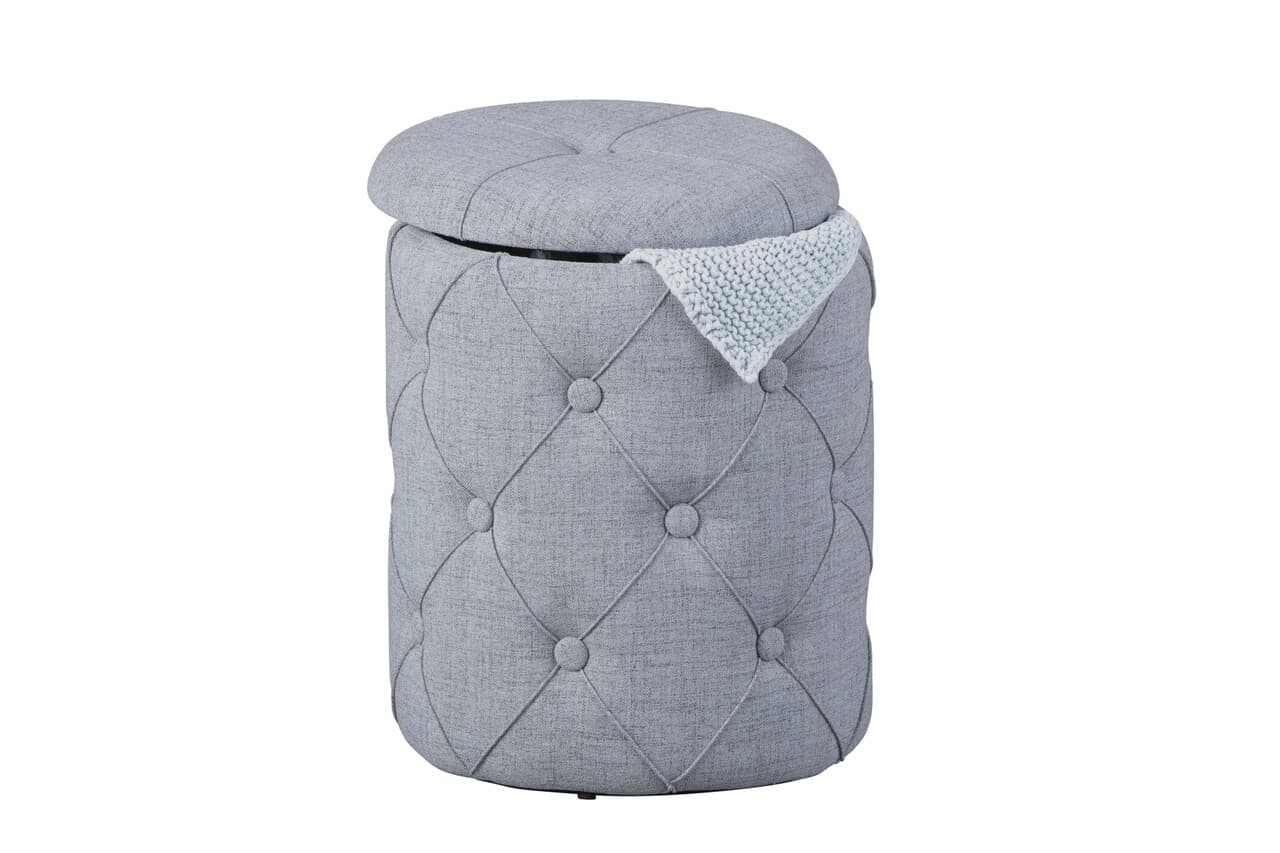 Taburet cu spatiu de depozitare Yapak, Inter Link, 34x34x40 cm, poliester, gri