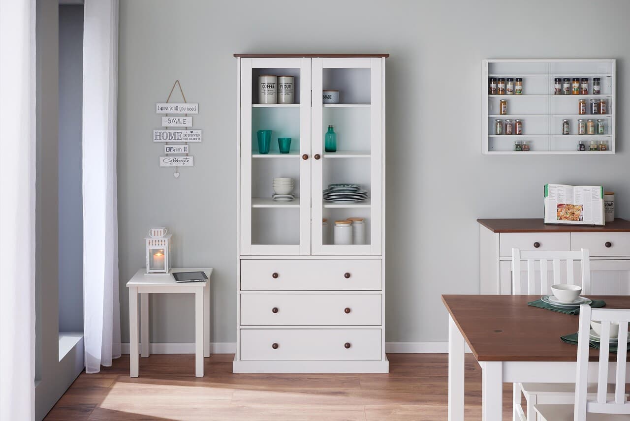 Dulap multifunctional Westerland, Inter Link, 190x90x38.4 cm, lemn, alb/maro sepia