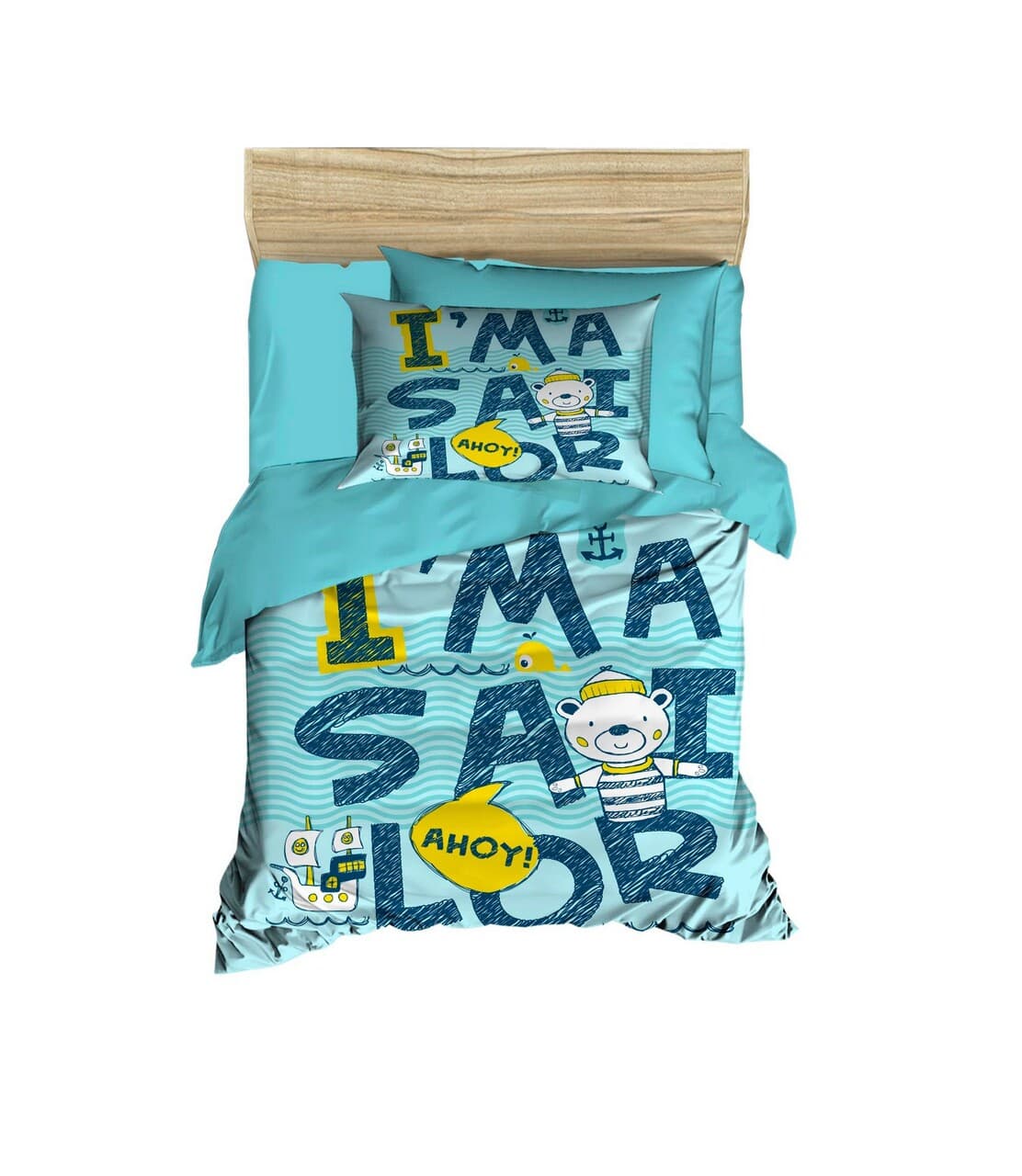 Lenjerie de pat pentru copii, L'essentiel Maison, PH196, Turcoaz / Albastru marin / Galben