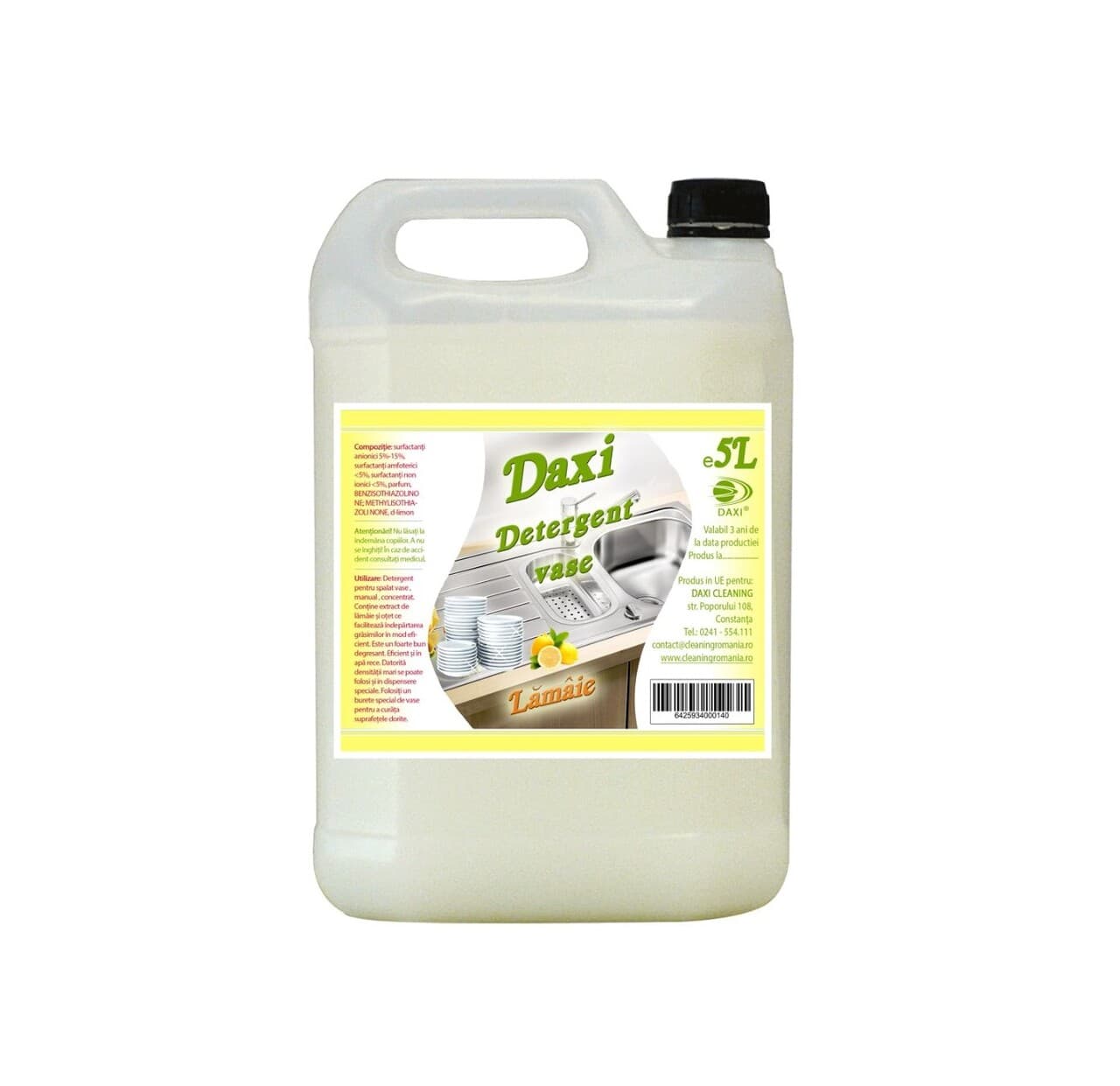 Detergent de vase, concentrat, parfum de lamaie, 5L, Daxi