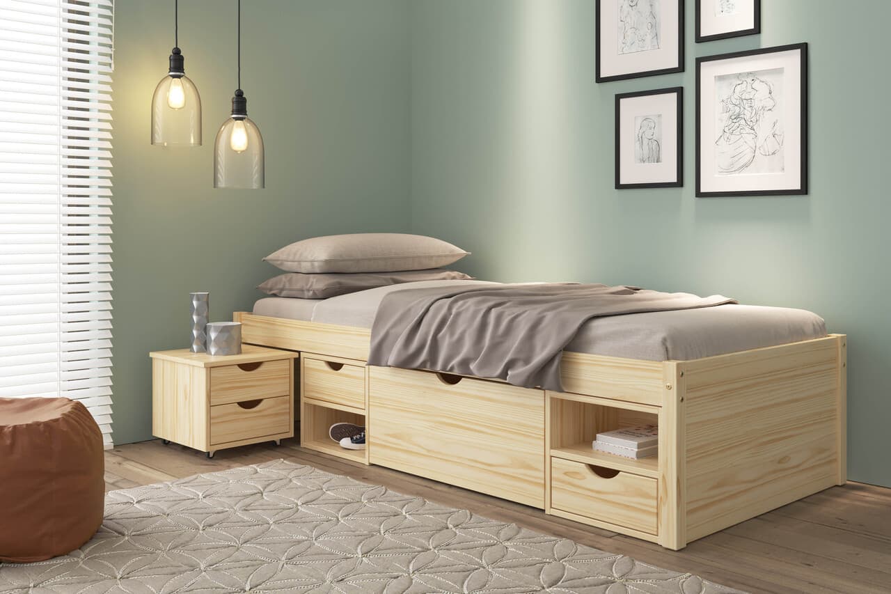 Pat multifunctional pentru camera copilului, 90x200 cm, Claas, Inter Link, lemn, natur