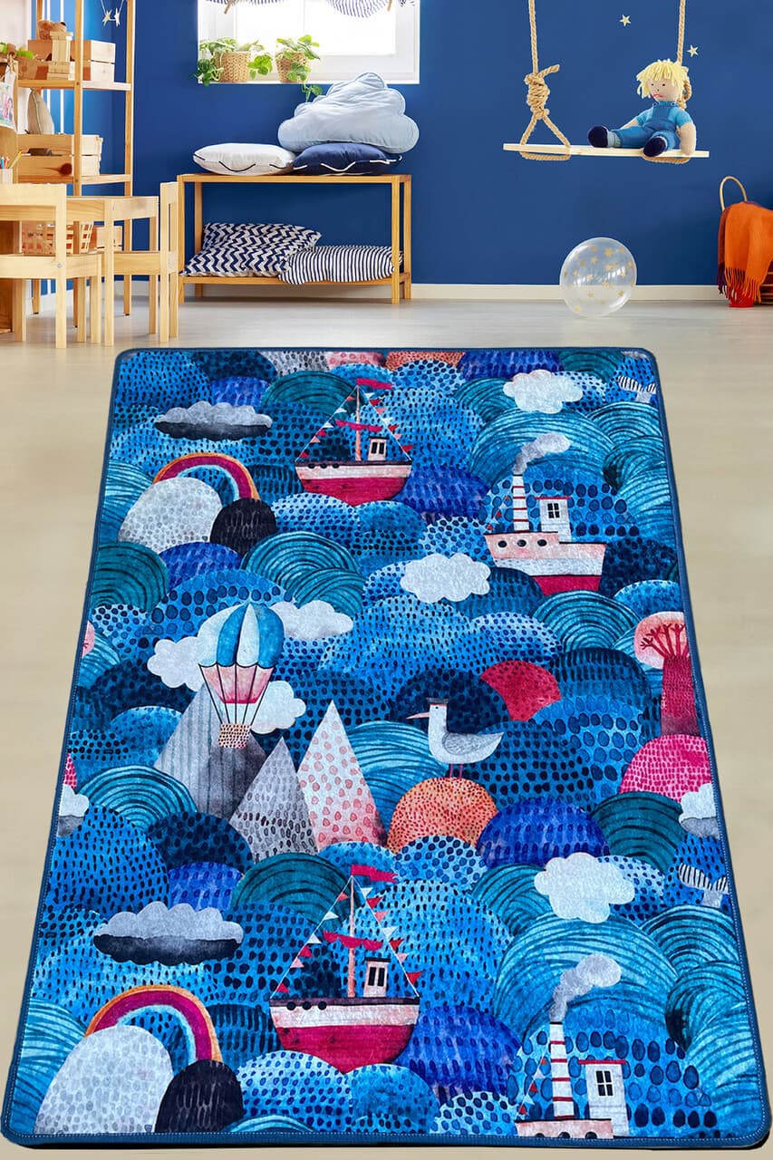 Covor pentru copii, Superior, 80x140 cm, Poliester, Albastru