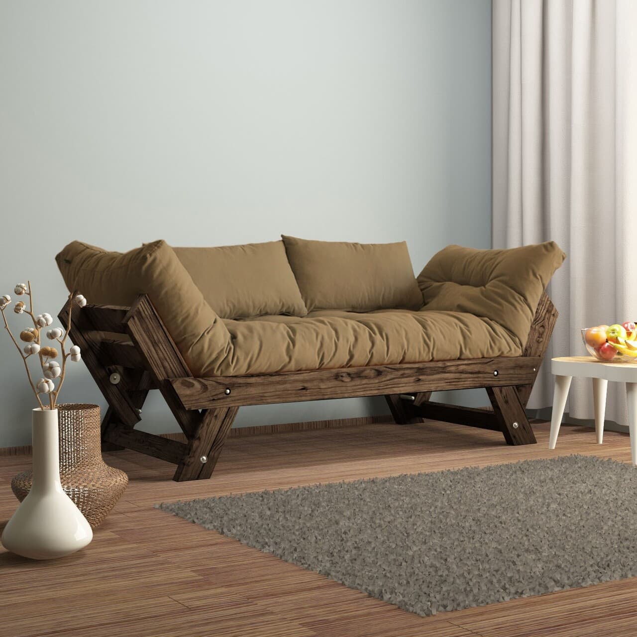 Canapea de gradina cu 2 locuri, Hanah Home, CPT8119-210, Nuc / Camila