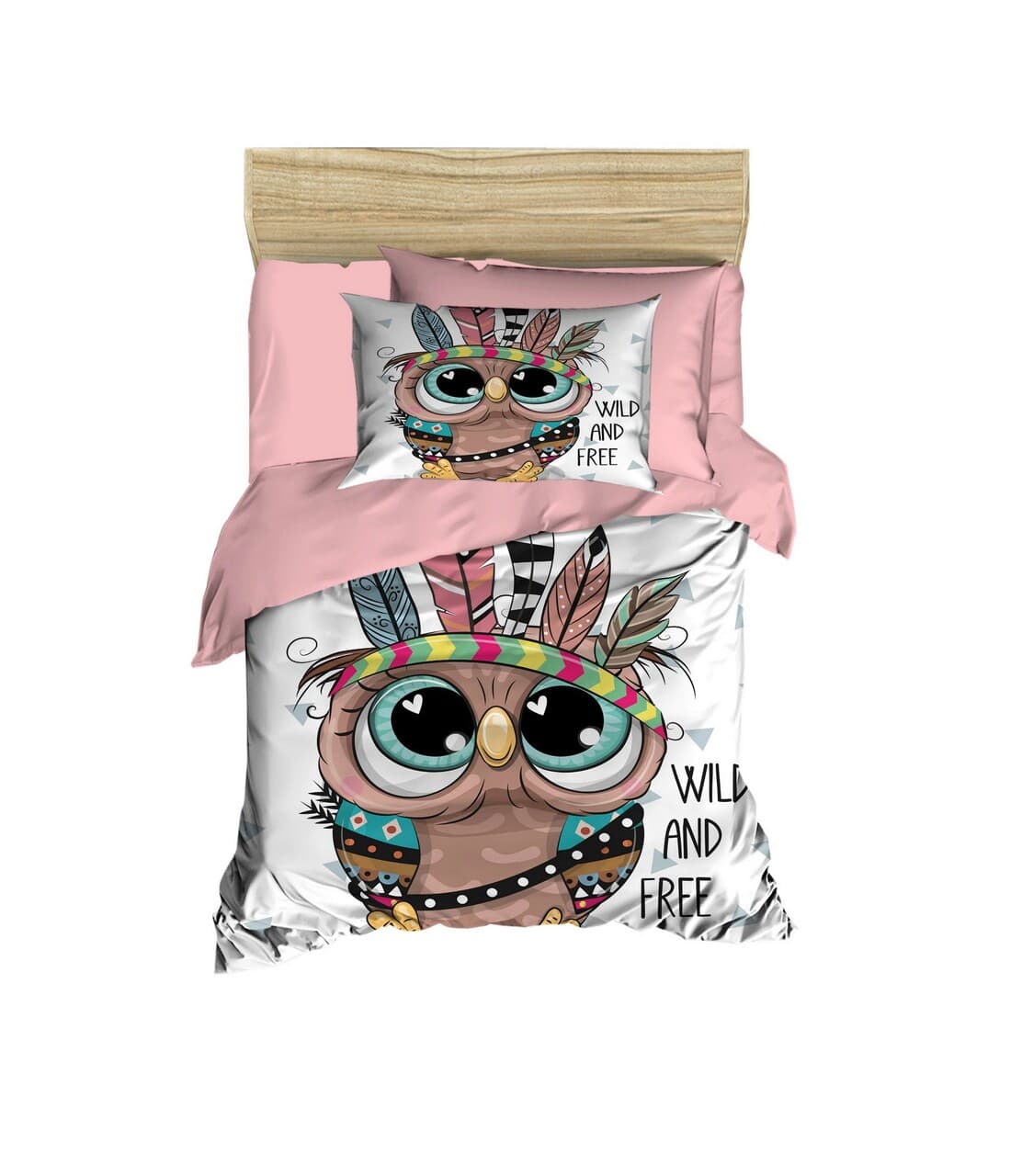 Lenjerie de pat pentru copii, L'essentiel Maison, PH140, Maro / Roz / Alb